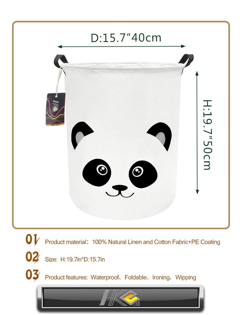 HKEC Baby Laundry Hamper,Kids Laundry Baskets,Waterproof Toy Storage Bin,Dirty Clothes Hamper for Nursery,Panda Gift Baskets,Boys Bedroom Decor(Panda) - Image 4